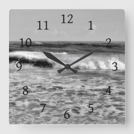 白黒海海の写真177 スクエア壁時計
