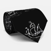 白黒海賊船パターン ネクタイ (ロール)
