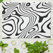 白黒液渦抽象デザイン キッチンタオル (折り畳み)