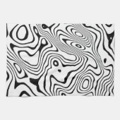 白黒液渦抽象デザイン キッチンタオル (横)