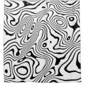 白黒液渦抽象デザイン シャワーカーテン (正面)