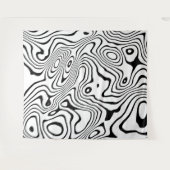 白黒液渦抽象デザイン タペストリー (正面(横))