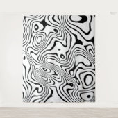 白黒液渦抽象デザイン タペストリー (正面)