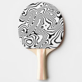 白黒液渦抽象デザイン 卓球ラケット (正面)