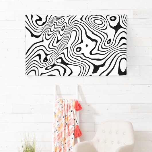 白黒液渦抽象デザイン 横断幕 (インサイチュ)