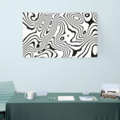 白黒液渦抽象デザイン 横断幕 (トレードショー)