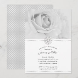 白黒淡い色のローズブライダルシャワー招待