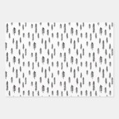 白黒混素朴合型鹿ウッズプレイド ラッピングペーパーシート (正面3)