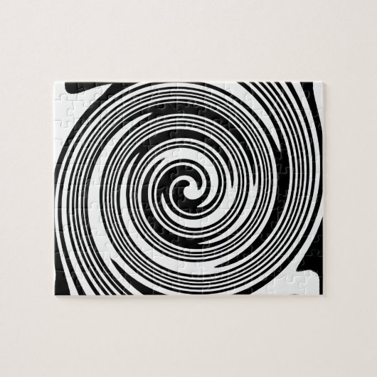 白黒渦巻くパターン ジグソーパズル (横)