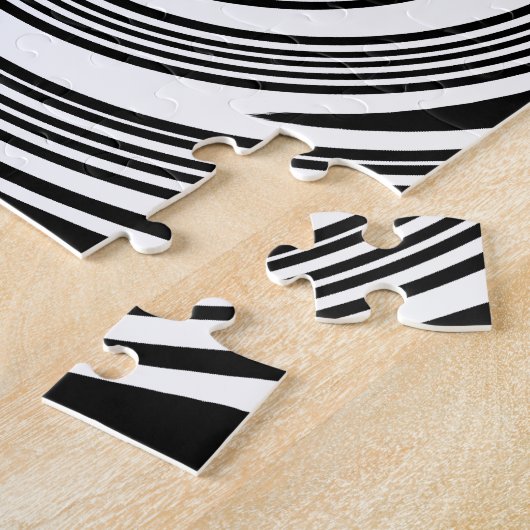 白黒渦巻くパターン ジグソーパズル (側面)