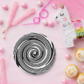 白黒渦巻くパターン ペーパープレート (パーティー)