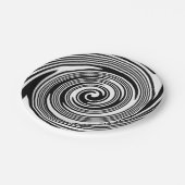 白黒渦巻くパターン ペーパープレート (アングル)