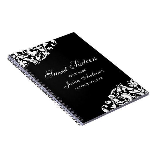 白黒渦巻の華麗さの菓子16の来客名簿 ノートブック (右側)