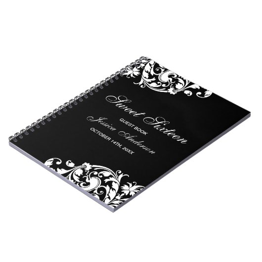 白黒渦巻の華麗さの菓子16の来客名簿 ノートブック (左側)