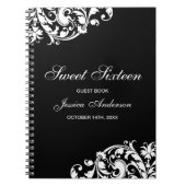 白黒渦巻の華麗さの菓子16の来客名簿 ノートブック (正面)