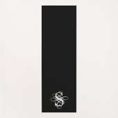 白黒渦巻形のイニシャルモノグラム ヨガマット (正面)