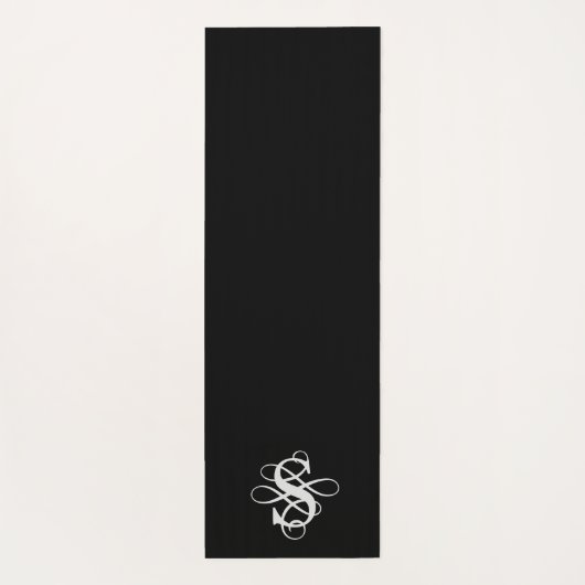 白黒渦巻形のイニシャルモノグラム ヨガマット (裏面)