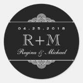 白黒渦巻形のサークル結婚式の引き出物シール ラウンドシール (正面)