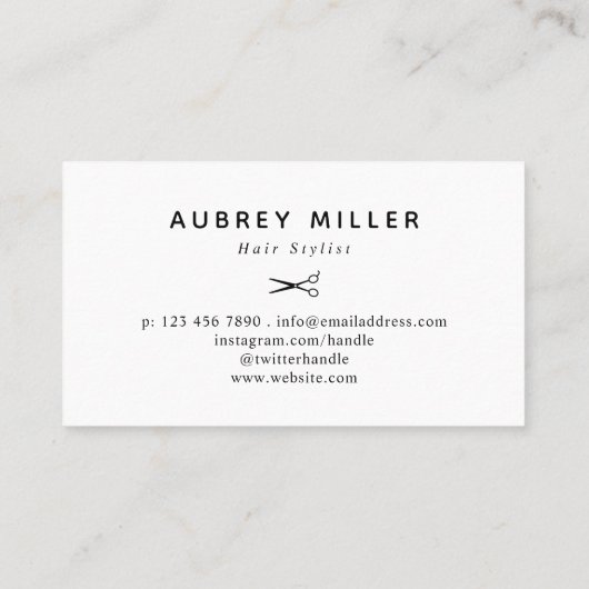 白黒渦巻形のスクリプトシザーズ美容師 名刺 (裏面)