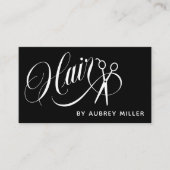 白黒渦巻形のスクリプトシザーズ美容師 名刺 (正面)