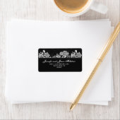 白黒渦巻形のダマスク結婚式 ラベル (インサイチュ)