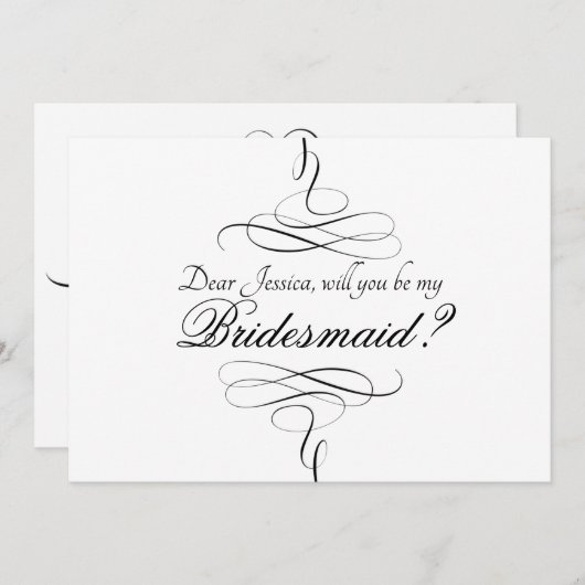 白黒渦巻形のブライドメイアートド招待状 招待状 (正面/裏面)