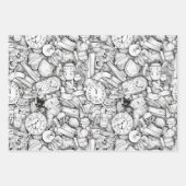 白黒漫画パターン ラッピングペーパーシート (正面)