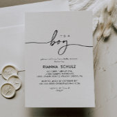 白黒澄んは男の子のシャワー 招待状