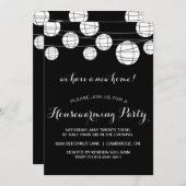 白黒灯具引っ越し祝いパーティーパーティの招待状 招待状 (正面/裏面)