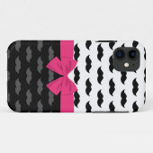 白黒灰色の口ひげ熱いピンクの弓 Case-Mate iPhoneケース (裏面(横))