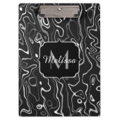 白黒灰色ダマスカス抽象芸術スワーズモノグラム クリップボード (正面)