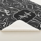 白黒灰色ダマスカス抽象芸術スワーズモノグラム シェルパブランケット (3/4)