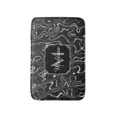 白黒灰色ダマスカス抽象芸術スワーズモノグラム バスマット (正面縦)