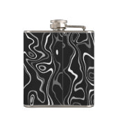 白黒灰色ダマスカス抽象芸術スワーズモノグラム フラスク (裏面)