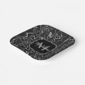 白黒灰色ダマスカス抽象芸術スワーズモノグラム ペーパープレート (傾斜あり)