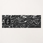 白黒灰色ダマスカス抽象芸術スワーズモノグラム ヨガマット (正面(横))