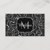 白黒灰色ダマスカス抽象芸術スワーズモノグラム 名刺 (正面)