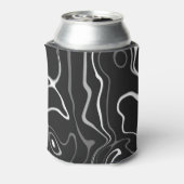 白黒灰色ダマスカス抽象芸術スワーズモノグラム 缶クーラー (缶裏面)