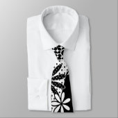 白黒点々のあるな花のタイ ネクタイ (タイ)