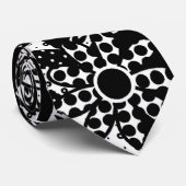 白黒点々のあるな花のタイ ネクタイ (ロール)