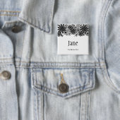 白黒点々のあるな花の名前入りの記章ボタン 缶バッジ (インサイチュ)