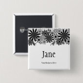 白黒点々のあるな花の名前入りの記章ボタン 缶バッジ (正面&裏面)