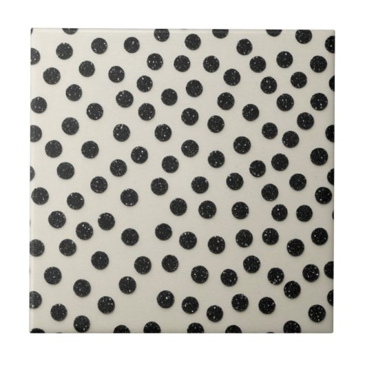 白黒点々のあるグリッターフロアウォールキッチン タイル (正面)