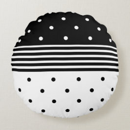 白黒点々のあるデザイン-装飾用クッションラウンド ラウンドクッション