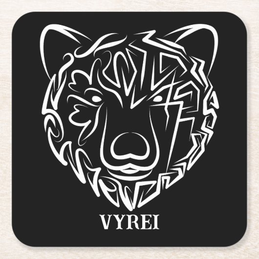 白黒熊 スクエアペーパーコースター (正面)