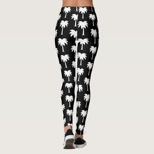 白黒熱帯ヤシの木パターン レギンス (裏面)