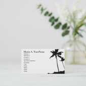 白黒熱帯ヤシの木 名刺 (スタンド正面)