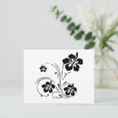 白黒熱帯花図形ベクターポストカー ポストカード (スタンド正面)
