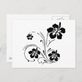 白黒熱帯花図形ベクターポストカー ポストカード (正面/裏面)