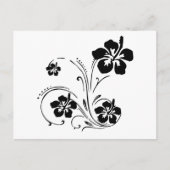 白黒熱帯花図形ベクターポストカー ポストカード (正面)